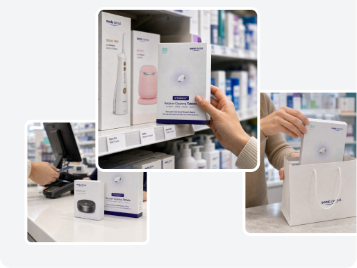 Sonic Dental prodotti nelle impostazioni di vendita al dettaglio