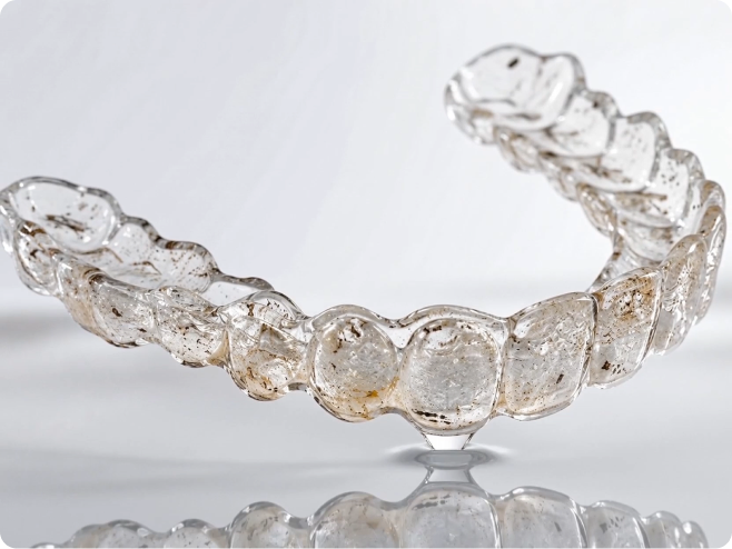 Daily build-up on a transparent dental aligner